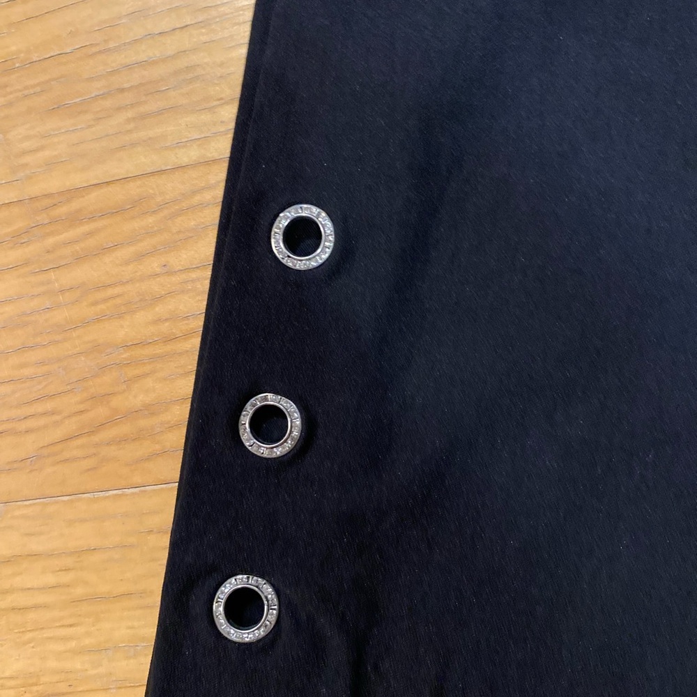 Simon Chang Black Stretch Ponte Pants with Hem Eyelet Trim - Picture 3 of 4